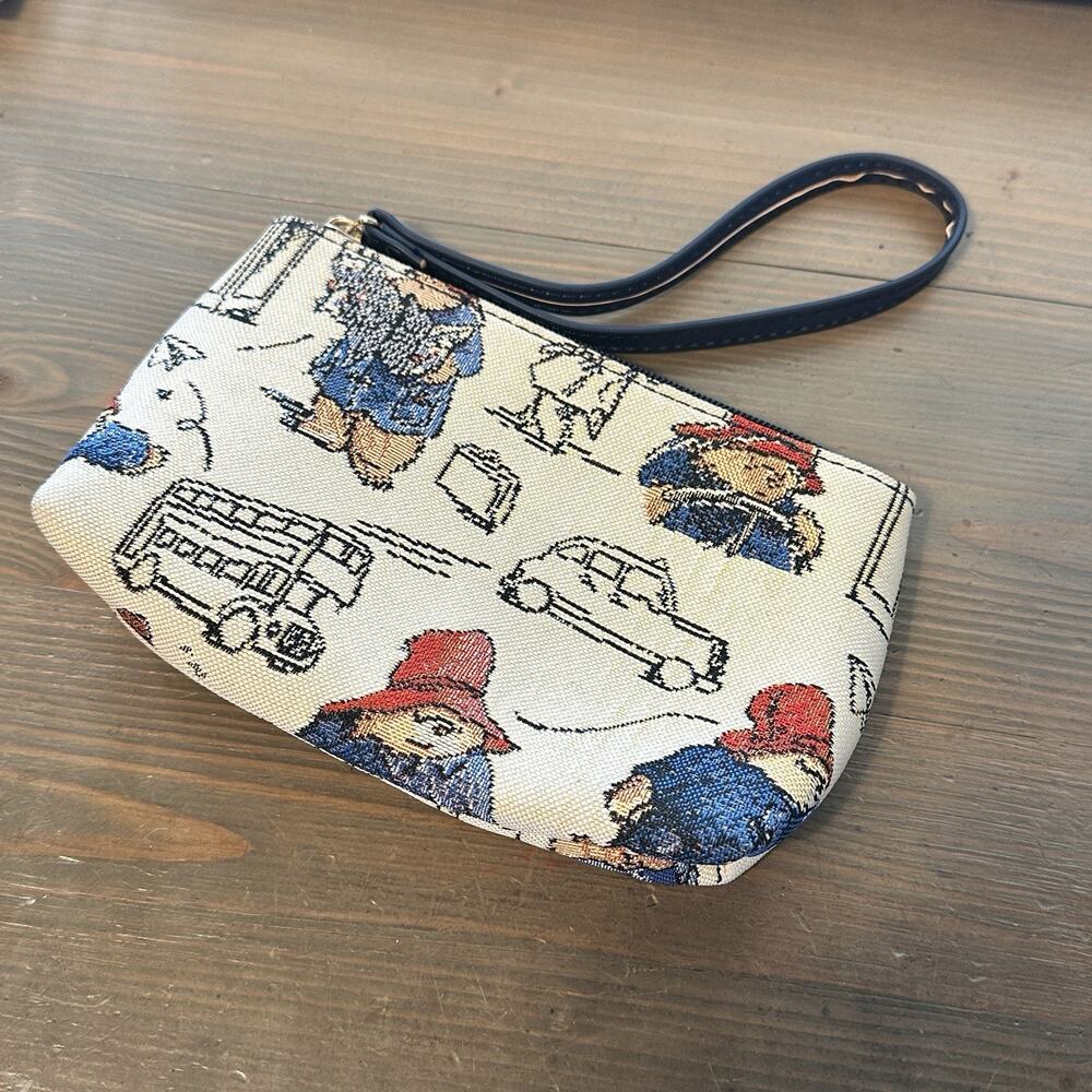 Paddington Bear Tapestry Wristlet Handbag Clutch Bag Purse Lined Pouch Zip